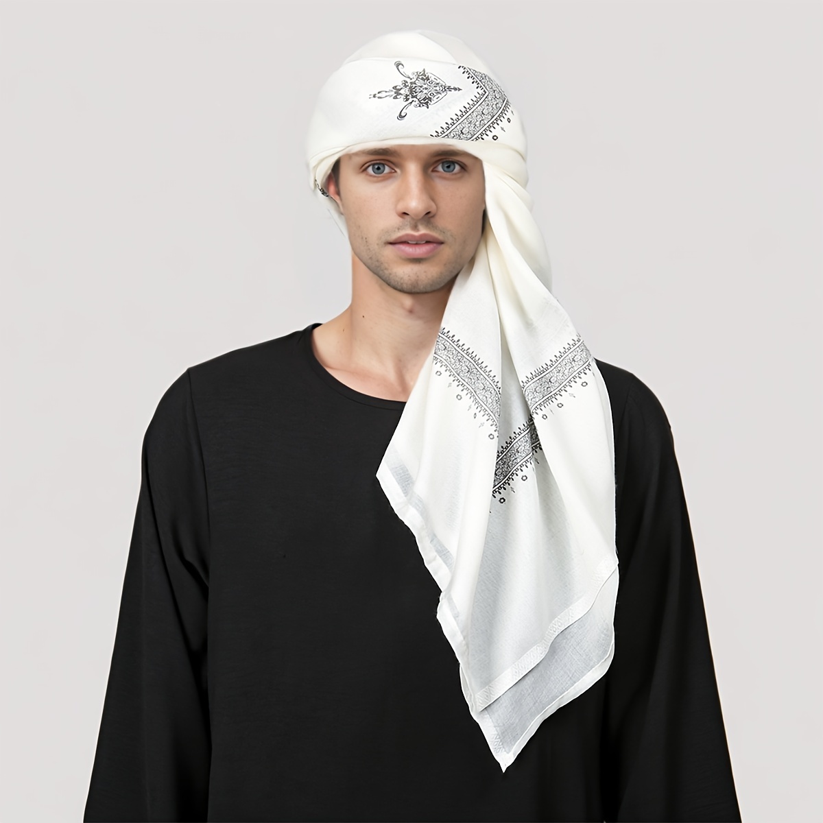 Ethnic Wear Men'S Fashion - エスニックレトロ柄メンズヘッドスカーフ、カジュアルバンダナ、普段使いスタイル装飾スカーフ