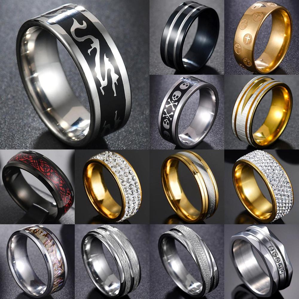 Ethnic Wear Men'S Fashion - Memolissa-男性用ドラゴンデザインリング,パンクスタイル,レトロ,ステンレススチール,ラージ,ブラックカラー