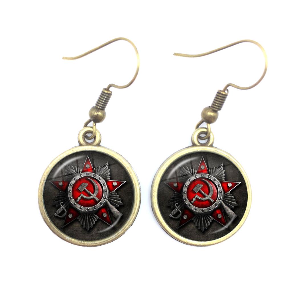 CCCP ソ連 赤星 ドロップイヤリング 16mm ガラスカ - Ethnic Fashion Logo のレビューと価格