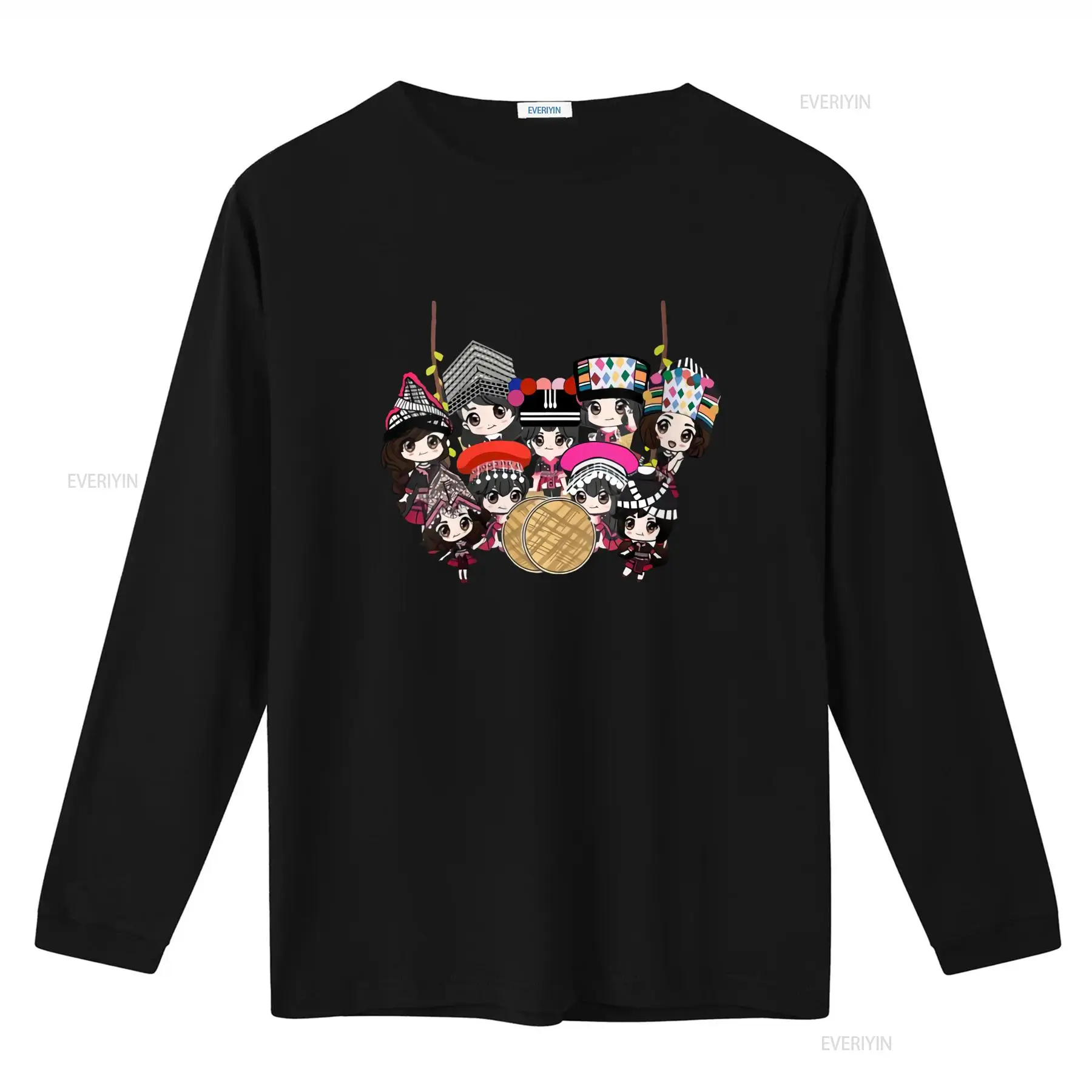 9人のモン族少女の漫画プリントTシャツ U1K5 カラフルな - Ethnic Wear Men'S Fashion のレビューと価格