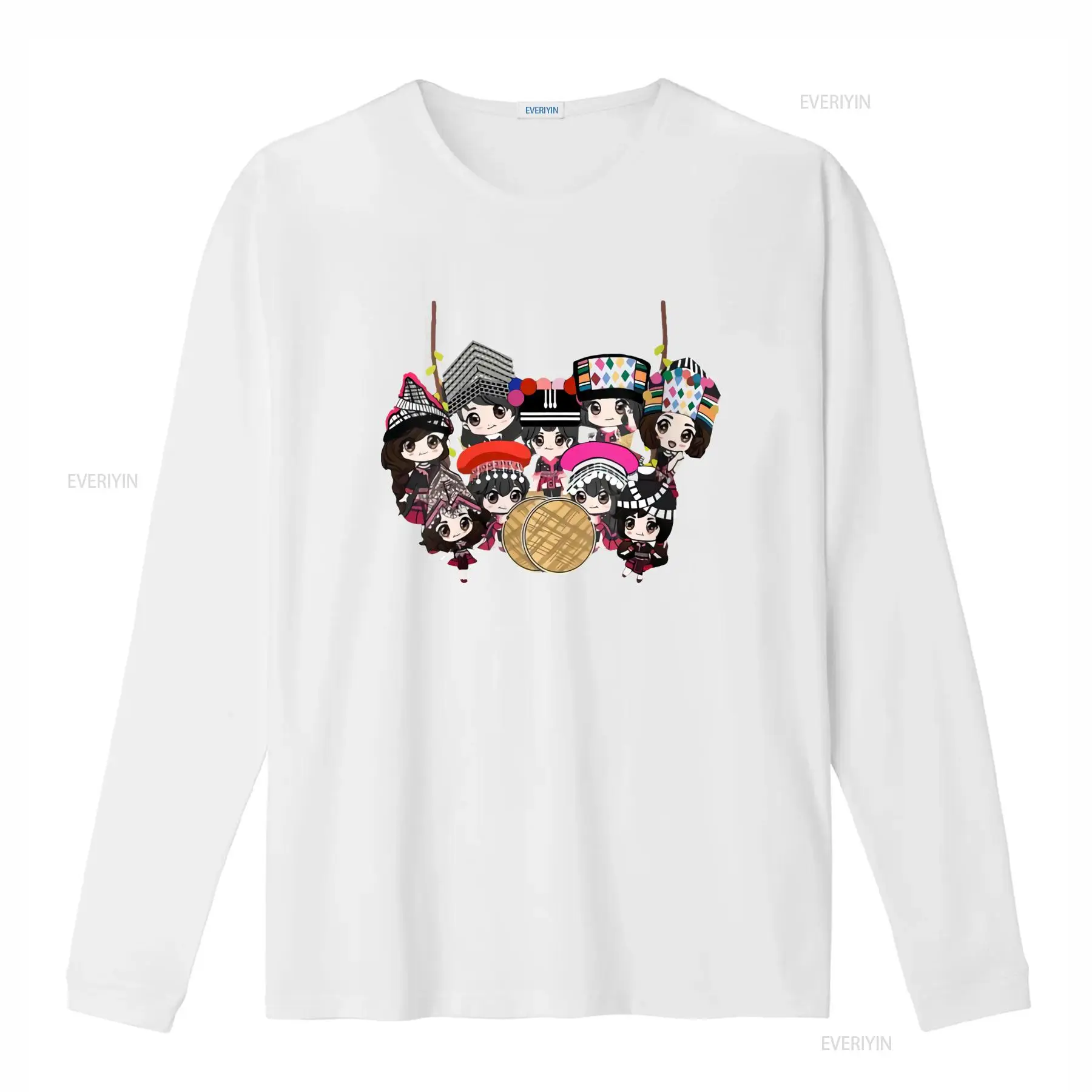 9人のモン族少女の漫画プリントTシャツ U1K5 カラフルな - Ethnic Wear Men'S Fashion のレビューと価格