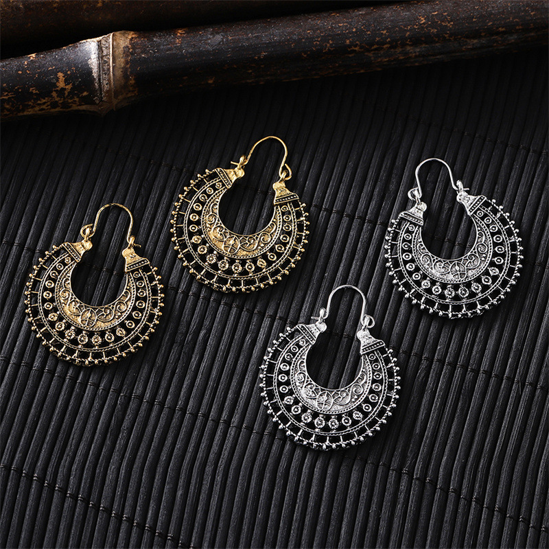 DIY アクセサリー新しいボヘミアン中空彫刻イヤリングファッ - Ethnic Fashion Trend のレビューと価格