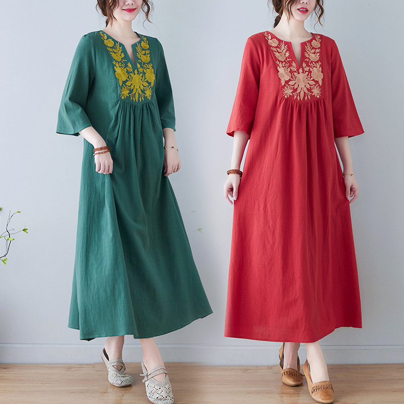 新しいエスニックスタイルルーズディープ V ネックミディコッ - Ethnic Fashion Trend のレビューと価格