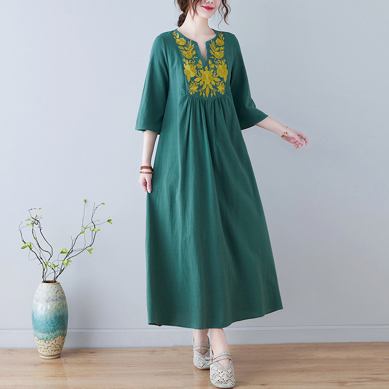 新しいエスニックスタイルルーズディープ V ネックミディコッ - Ethnic Fashion Trend のレビューと価格