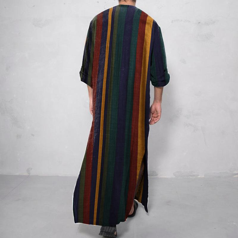 プリント柄ロングメンズシャツ、ロングローブ風エスニック中華風 - Ethnic Wear Men'S Fashion のレビューと価格
