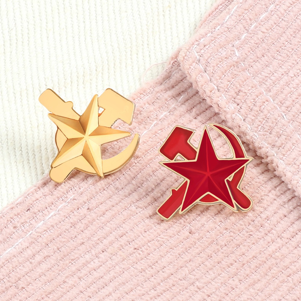 エスニックエナメル五芒星鎌ハンマー労働ブローチ男性女性ソビエ - Ethnic Fashion Logo のレビューと価格