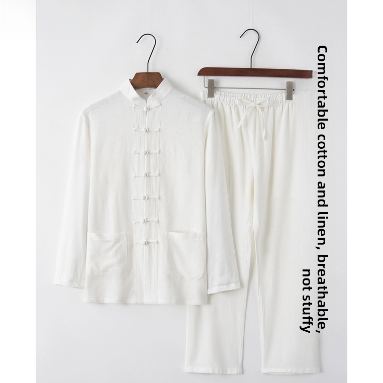 夏用コットンリネン製ユース漢服半袖唐装シャツ、ファッショナブ - Ethnic Wear Men'S Fashion のレビューと価格