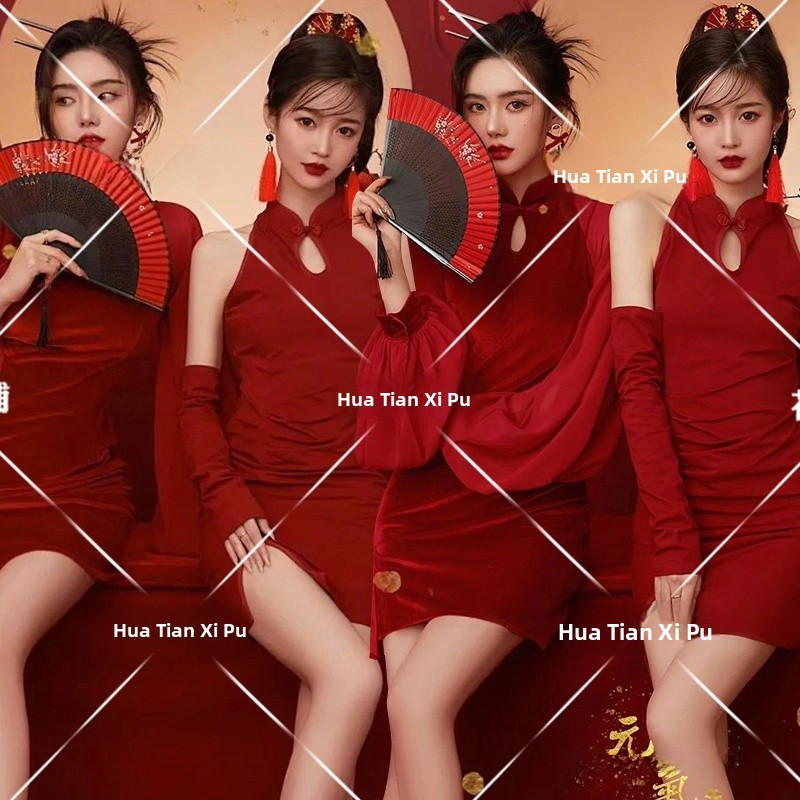 新年ヴィンテージ写真スタジオファッショナブルな親友ポートレー - Ethnic Fashion Trend のレビューと価格