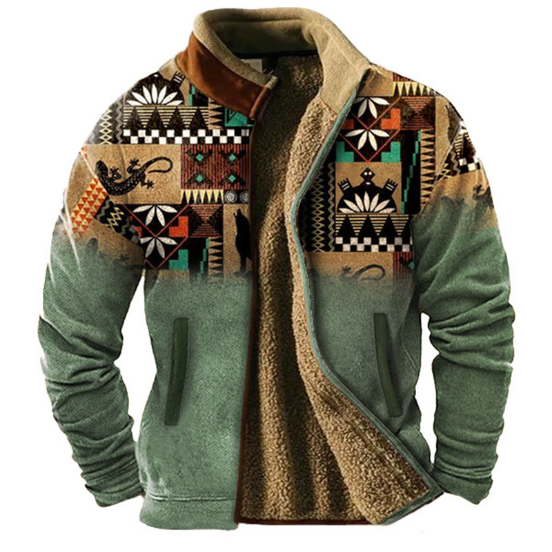 冬用メンズ長袖フルジッパーウール裏地ジャケット、冬に暖かい、 - Ethnic Wear Men'S Fashion のレビューと価格